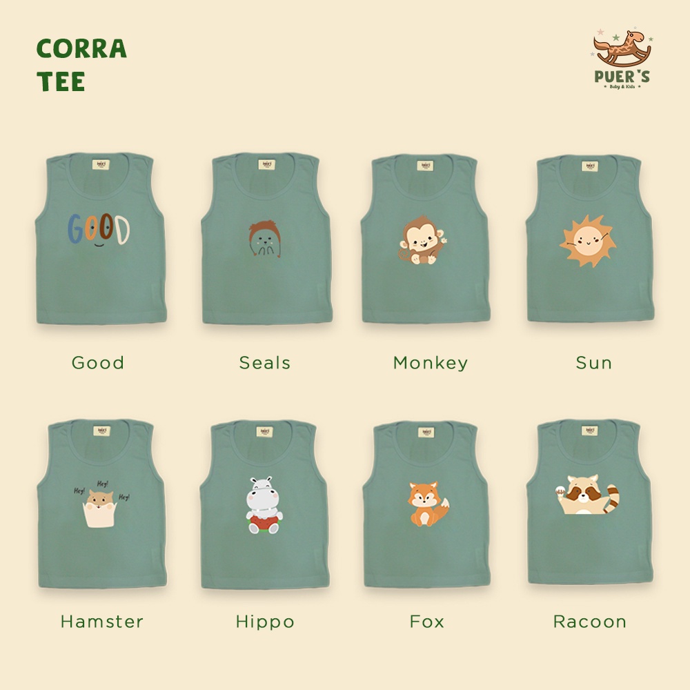 KAOS SINGLET ANAK/ KAOS SINGLET BAYI PUER'S CORRA JADE GREEN TEE (KAOS KUTUNG ANAK)