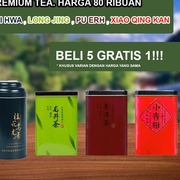 

DISKON BRANDS FESTIVAL ( BELI 5 GRATIS 1 ) Teh Cina Chinese Tea Premium Kemasan Kaleng 100 gram Tie guan yin da hong pao bi luo chun jasmine teh hijau premium teh oolong teh jinjunmei teh pu erh cha long jing serbuuu !