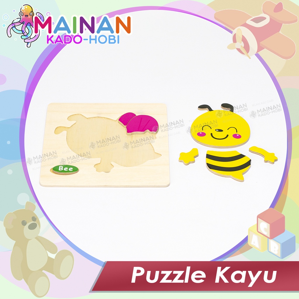 HADIAH ULANG TAHUN ANAK MAINAN PUZZLE KAYU ANIMAL LUCU HONEY BEE LEBAH