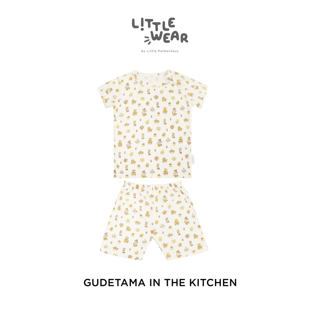 Baju Anak Bayi 1 – 5 Tahun Setelan Pendek Palmerhaus Little Wear Shoulder Button Short Sleeve Gudetama Eggcercise / In The Kitchen