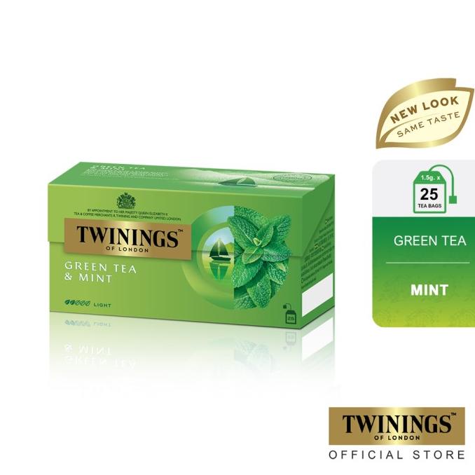 

Twinings Teh Hijau Celup Rasa Green Tea Mint 1.5 g. Pack 25 Tea Bags