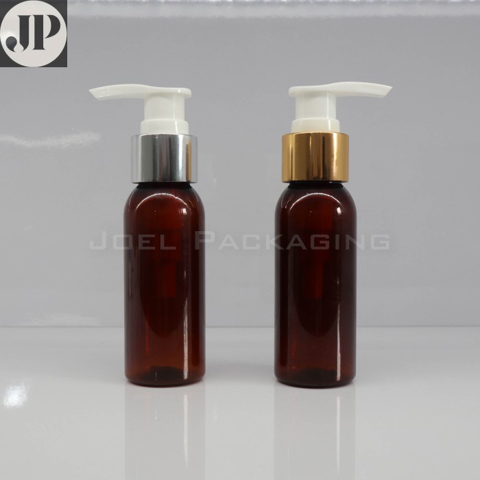 BOTOL 60ML PUMP LOTION SILVER GOLD 60 ML AMBER PUMP - Pump Silver