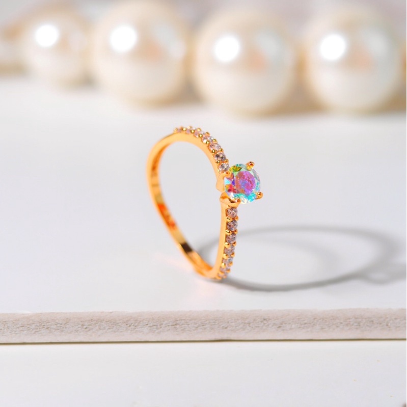 Cincin Emas Solitare Aurora Wavy - Toko Emas Gadjah