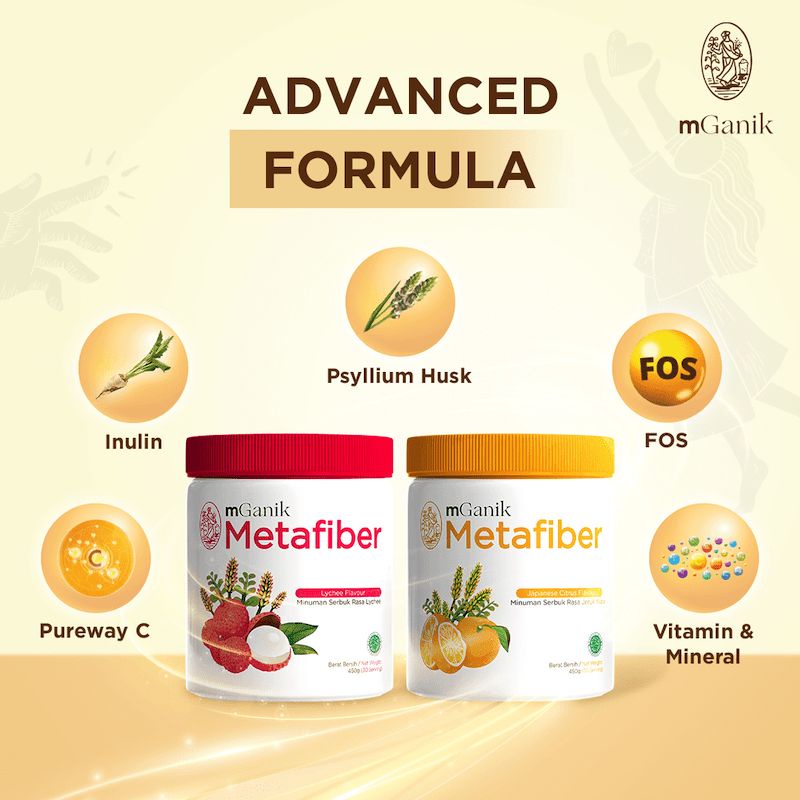 mGanik Metafiber 450gr - Suplemen Serat Diabetes - Gula Darah Tinggi - 30x Saji