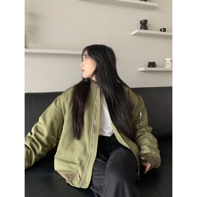 Di Mana Pohon Jeruk Berlapis Amerika Baju Penerbangan Padded Katun Jaket Wanita Longgar atau Netral