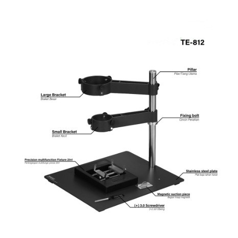 TELIJIA TE-812 Dudukan Gagang Blower Besar Kecil Ragum PCB - Dudukan Solder Uap - Stand Gagang Blower - Alat Tambahan Blower - Ragum PCB