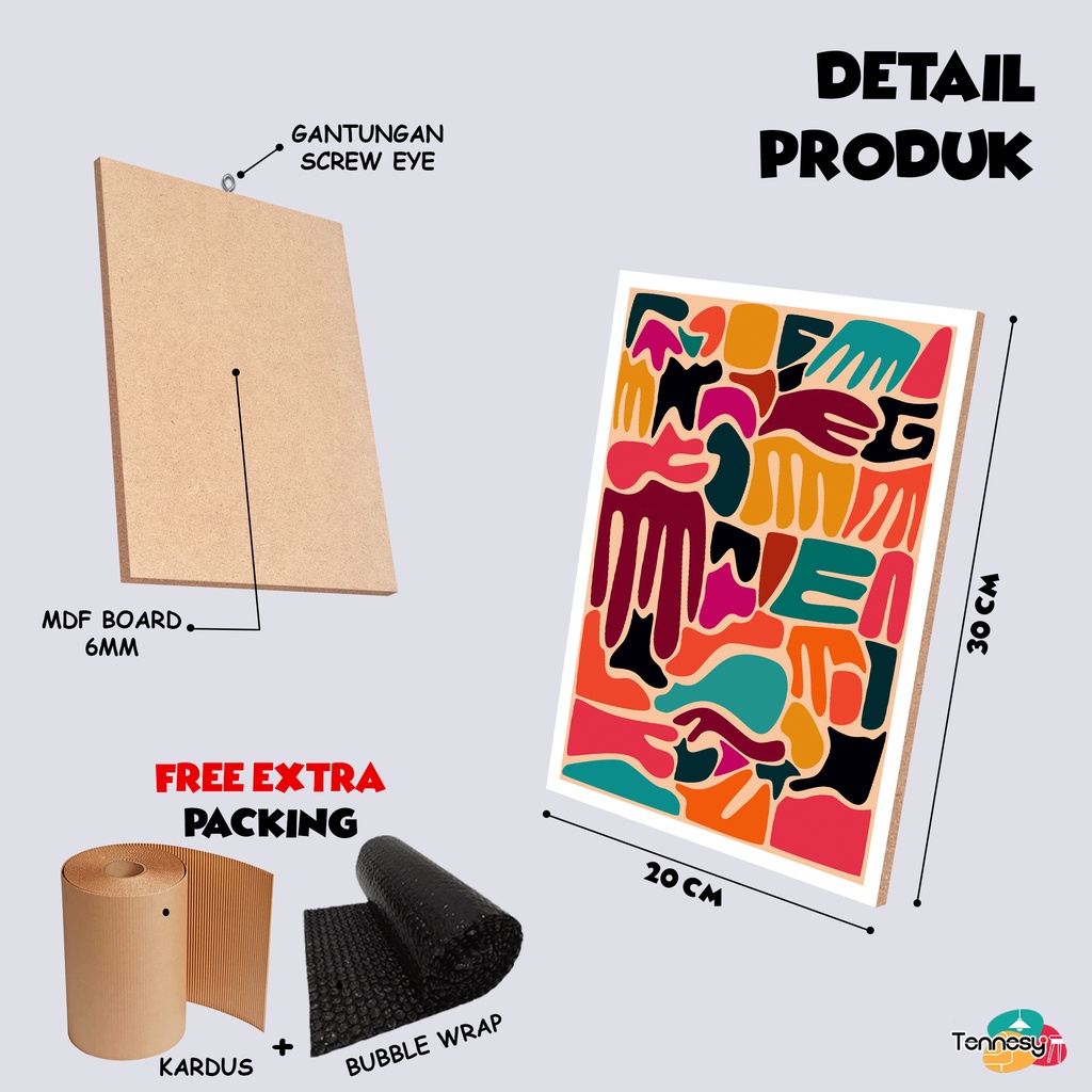 TENNESY HIASAN DINDING ABSTRAK KONTEMPORER 20x30CM WALL DECOR PAJANGAN KAYU POSTER DEKORASI DINDING DAPUR KAMAR TIDUR RUMAH