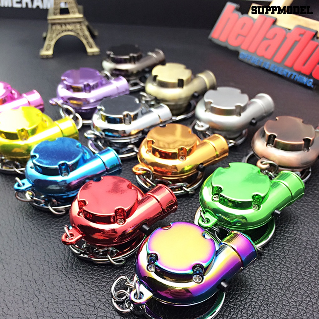 [Auto] Gantungan Kunci Lampu LED Bentuk Turbo Dapat Berputar Turbocharger Keychain Berputar Aksesoris Untuk Kunci