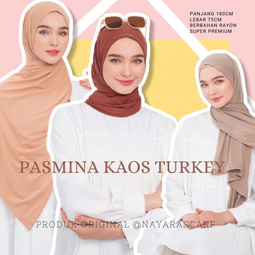 PASHMINA KAOS TURKYS RAYON PREMIUM 180cm x 75cm | PASHMINA KAOS POLOS