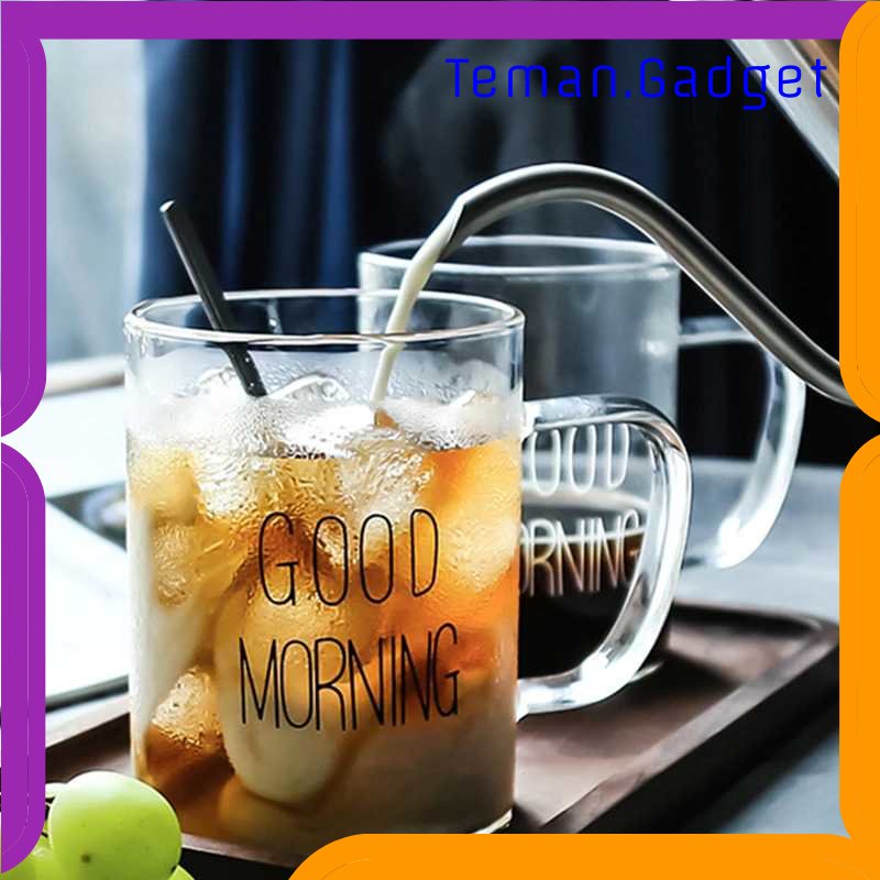 TG - DPR One Two Cups Gelas Glass Coffee Mug Desain Good Morning 400 ml - MD19