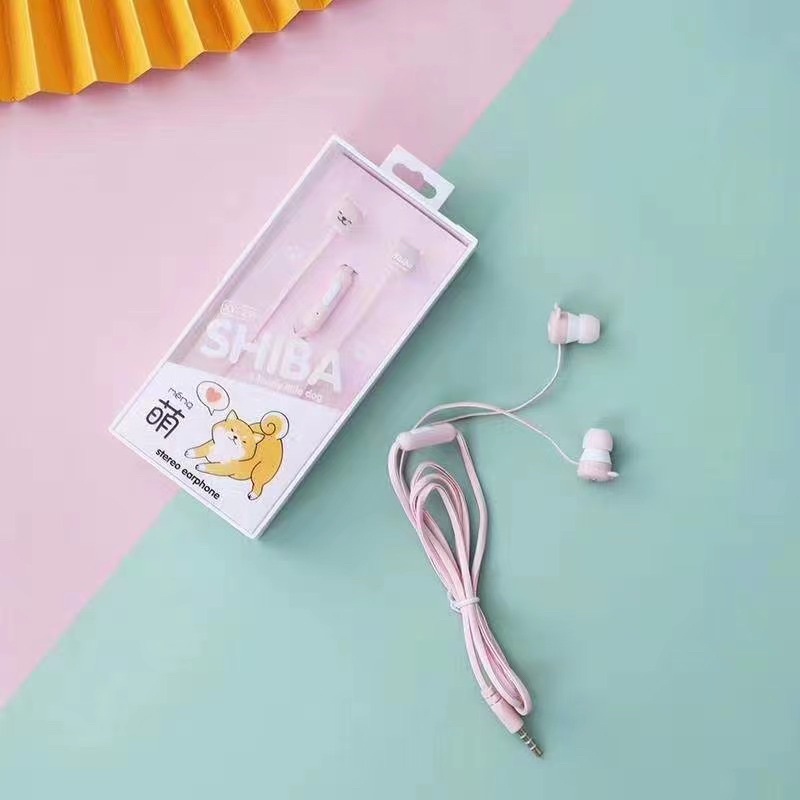 [ XY 29 ] Headset Earphone motif  SHIBA animasi little DOG seri XY-29 Earphone Lucu Unik Imut so cute in ear