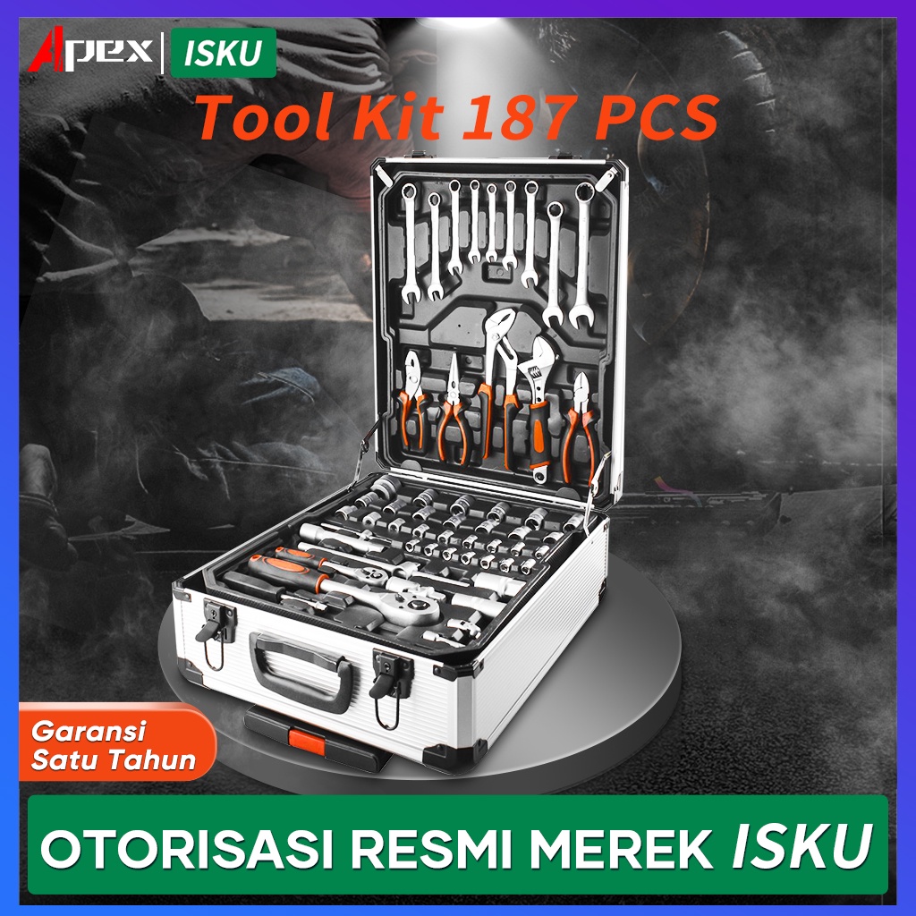 ISKU Toolkit Set 82/187 PCS /kunci shock set/Tool box Perkakas Bengkel set/kunci Bengkel motor komplit/kunci sok 1 set komplit murah/kunci 1set lengkap