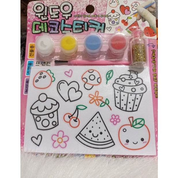 Lukisan Cat Air|Stiker DIY|Stiker Glitter|Stiker Melukis