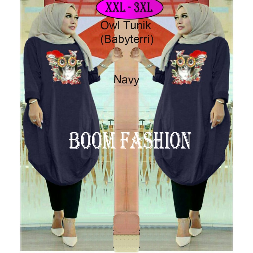 PIK - Tunik Owl Jumbo XXL, 3XL/ Tunik Jumbo Wanita Muslim/ Tunik Jumbo/ Tunik Murah