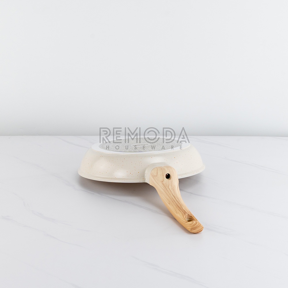 [Remoda] White Willow Frypan White Granite Dengan Tutup 24cm Warna Cream