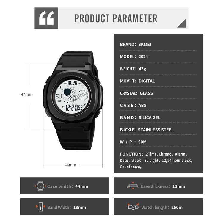 Jam Tangan Pria 2024 Digital Original SKMEI Astronaut Water resist