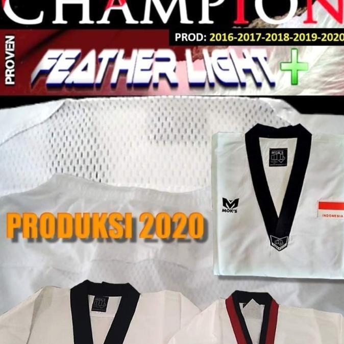 MOKS FIGHTER FEATHER LIGHT DOBOK TAEKWONDO BAJU KYORUGI KERAH HITAM