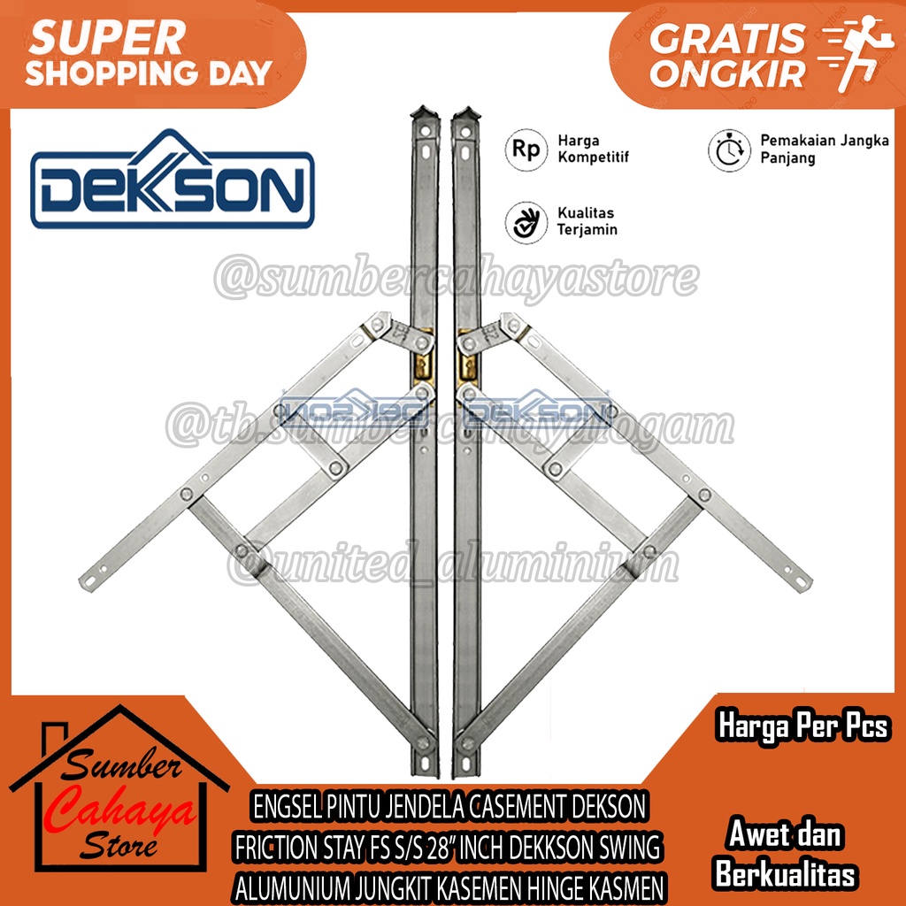 ENGSEL JENDELA CASEMENT DEKKSON 28” INCH FRICTION STAY FS S/S DEKSON KASMEN KASEMEN KASMAN KASMANT H