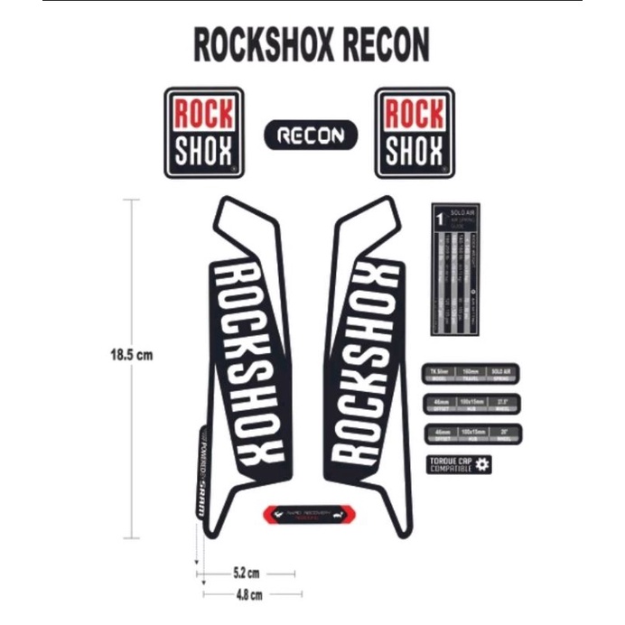 Sticker fork Rockshox Recon motif standard / putih
