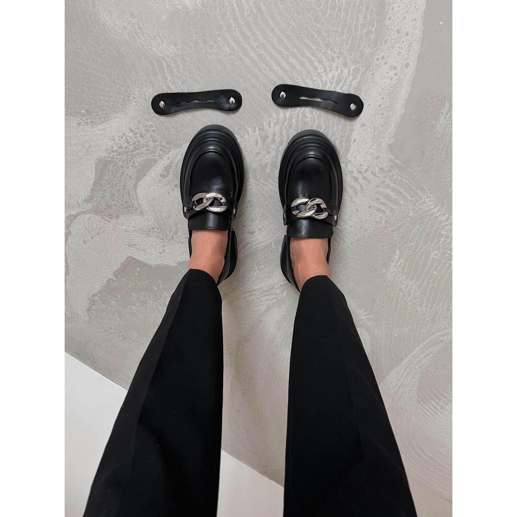 +- 5cm Sepatu Wanita Chunky Loafers - BT ALIKA BLACK