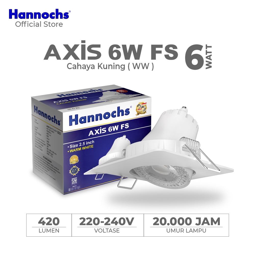 Hannochs Lampu Downlight LED Axis 6W FS Cahaya Kuning - Spotlight