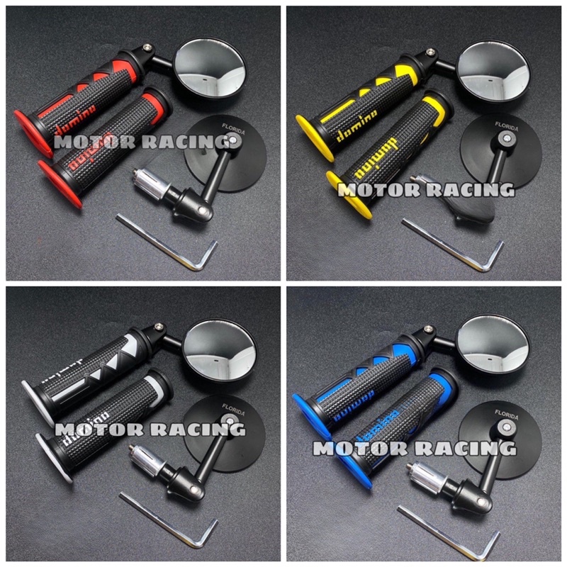 Paket Variasi Spion Jalu Cembung+Handgrip Domino Shark universal beat vario mio bisa buat semua moto