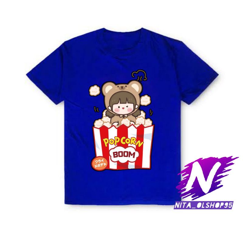 popcorn baju anak kaos anak animasi pop corn lucu