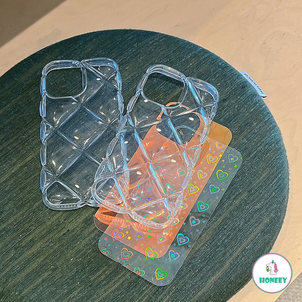 Shinny Laser Card Diamond Cube Phone Case Untuk IPhone 11 14 13 12 Pro Max 14 Pro Max Anti Pecah Lembut Glossy Back Phone Cover