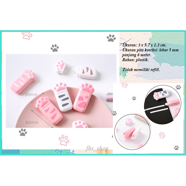 

Correction Tape Lucu Tape Correction Aesthetic Cat Paws White and Pink Mini Correction Tape