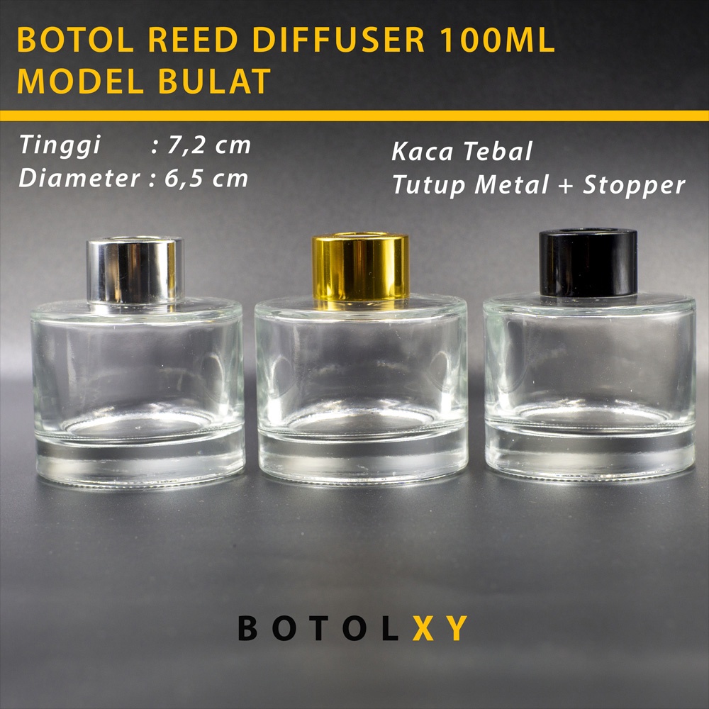 Botol REED DIFFUSER 100ml - Model Bulat Kaca Tebal Clear Aromatherapy