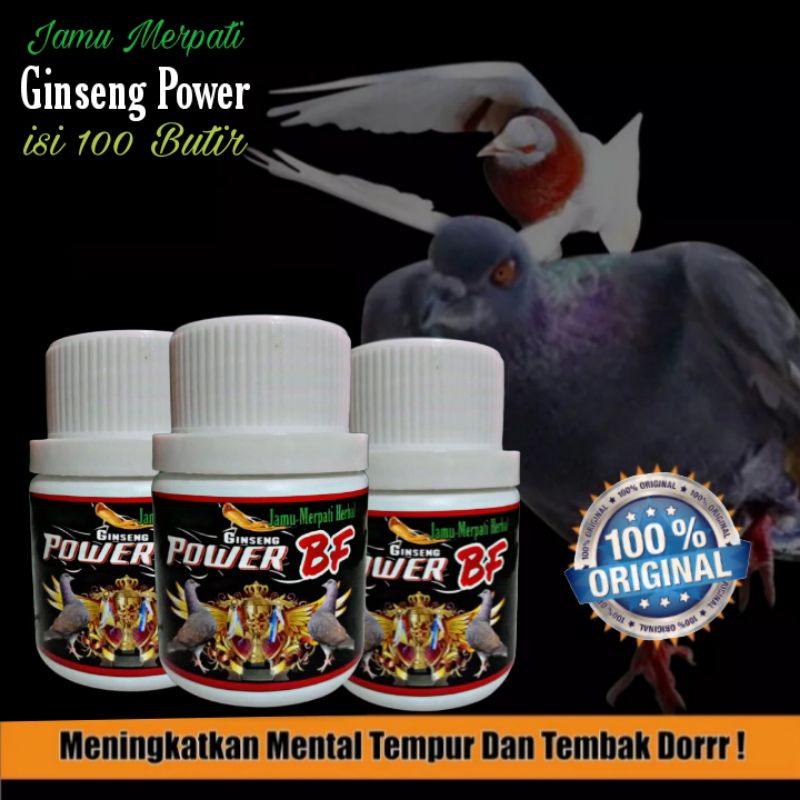 JAMU MERPATI TINGGI GINSENG POWER BF ISI 100 BUTIR suplemen merpati kolong los door stut door doping