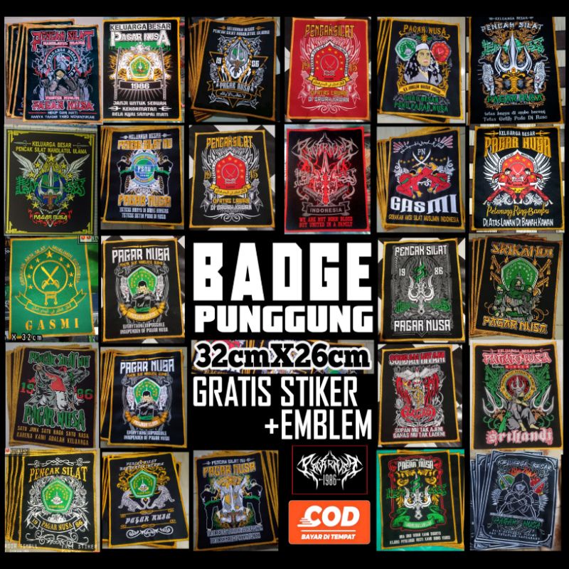 Bet/emblem/badge punggung pagar nusa full bordir timbul