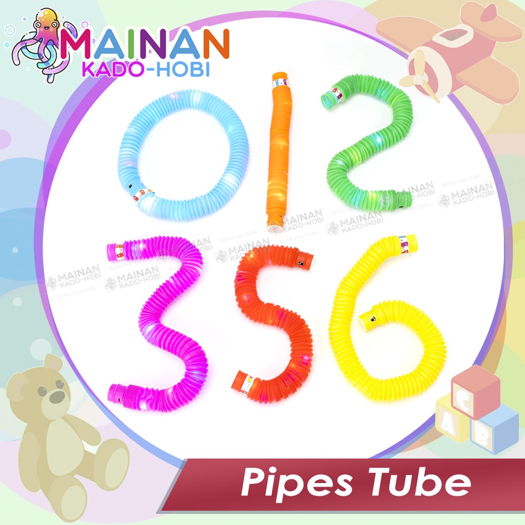 MAINAN ANAK EDUKASI TABUNG STIK PIPA LAMPU LIGHT UP POP PIPES TUBE