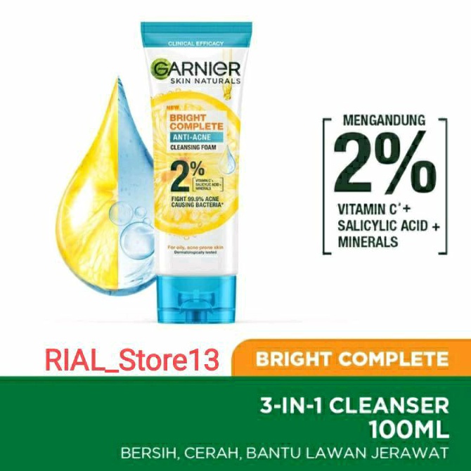 GARNIER Bright Complete 3 In 1 Anti Acne Face Wash 100 ml