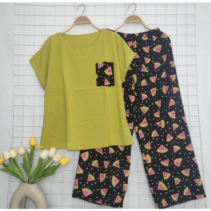 BABYDOLL RAYON / BABYDOLL RAYON JUMBO / ONE SET PIYAMA JUMBO  / PAJAMAS JUMBO / BAJU TIDUR PANJANG J