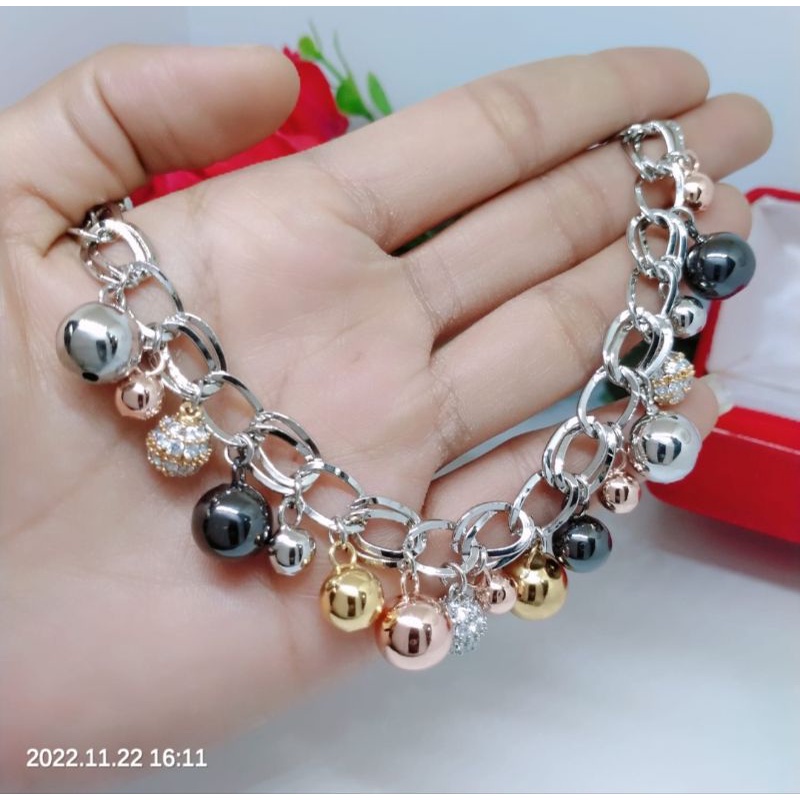 Gelang Jurai Mewah Titanium Tembaga Rodium Perhiasan Lapis Emas Fashion Wanita Terlaris Termurah