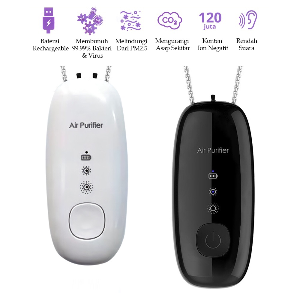 Wearable Air Purifier Necklace Elektronik Ion Negatif USB Pembersih Udara Portable Air Freshener