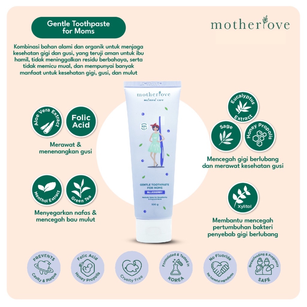 [PROMO] Motherlove Gentle Toothpaste For Moms Blueberry Pasta Gigi Ibu 100g