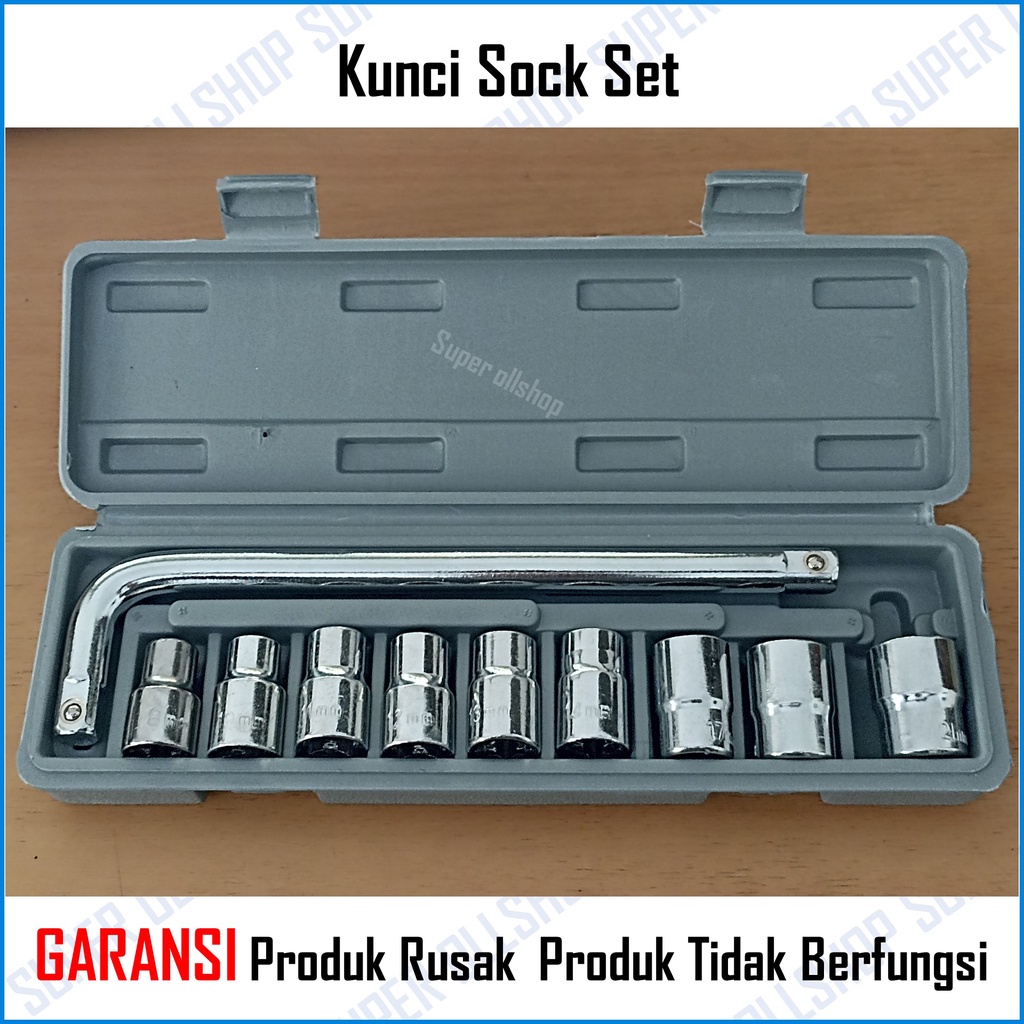 Kunci Sock Sok Set 10 Pcs / Kunci Shock Sock Hand Socket Sok Set 10 Pcs 8-21 MM Murah