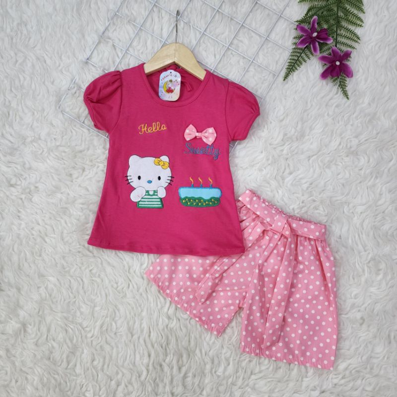 Baju bayi perempuan Stelan Hello kitty