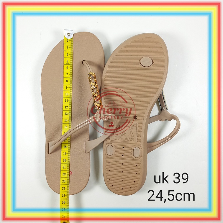 L1913-13 Sandal Jepit Wanita Glanzton Sendal Cewek Anti Slip Tali Kabel Krom Chrome Glanzton