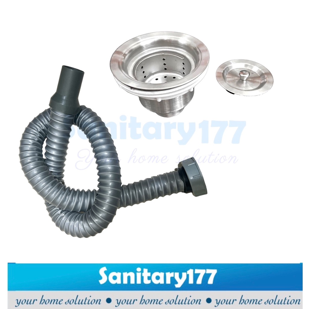 Paket bundling afur sink stainless + selang cuci piring fleksibel murah flexible tarik avur complete set dapur kitchen set