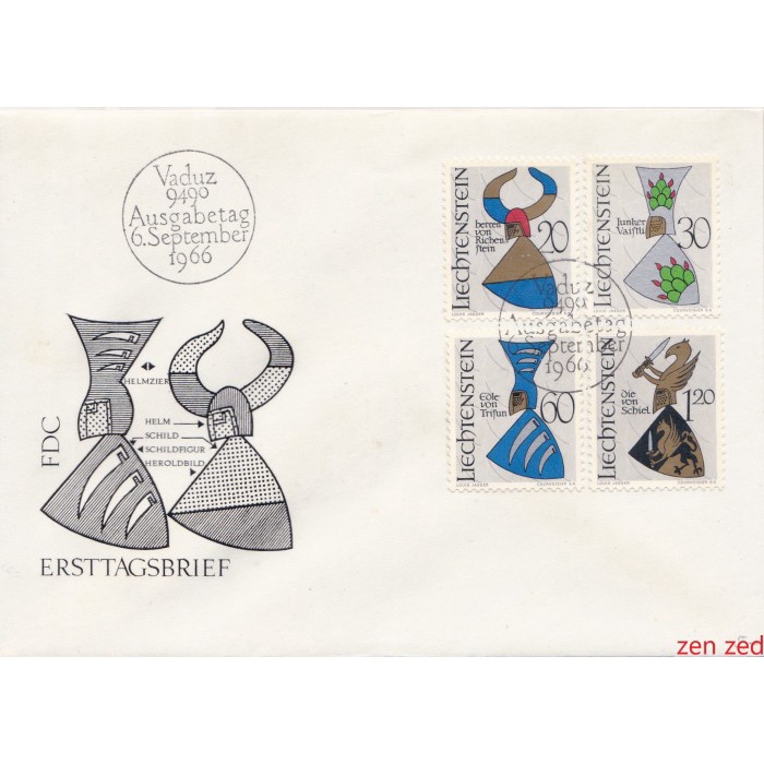 

A616 Prangko Liechtenstein FDC 1966 Coats of Arms 1 Pcs