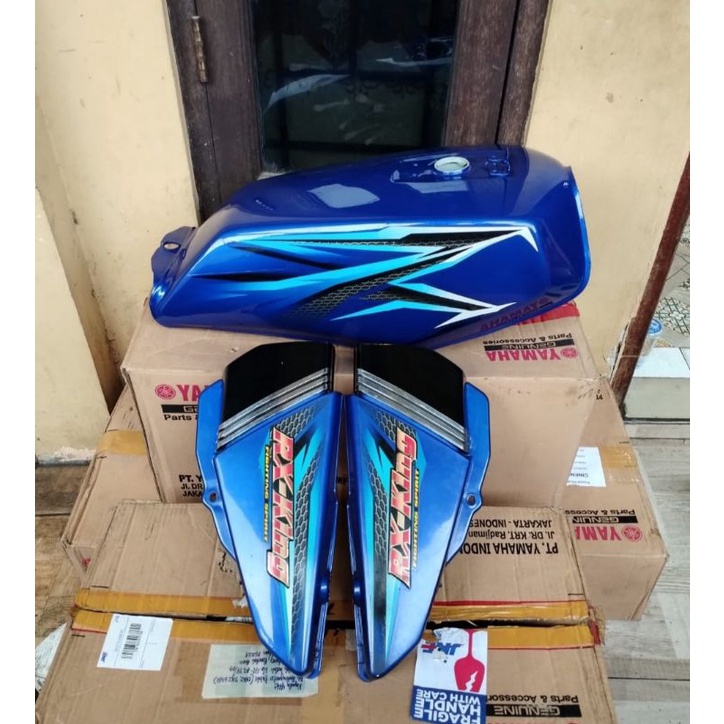BODY SET BAJU SET TANGKI BOX AKI BOX ACCU ORIGINAL COPOTAN YAMAHA RX KING RXKING MUDA NEW BIRU BLUE 