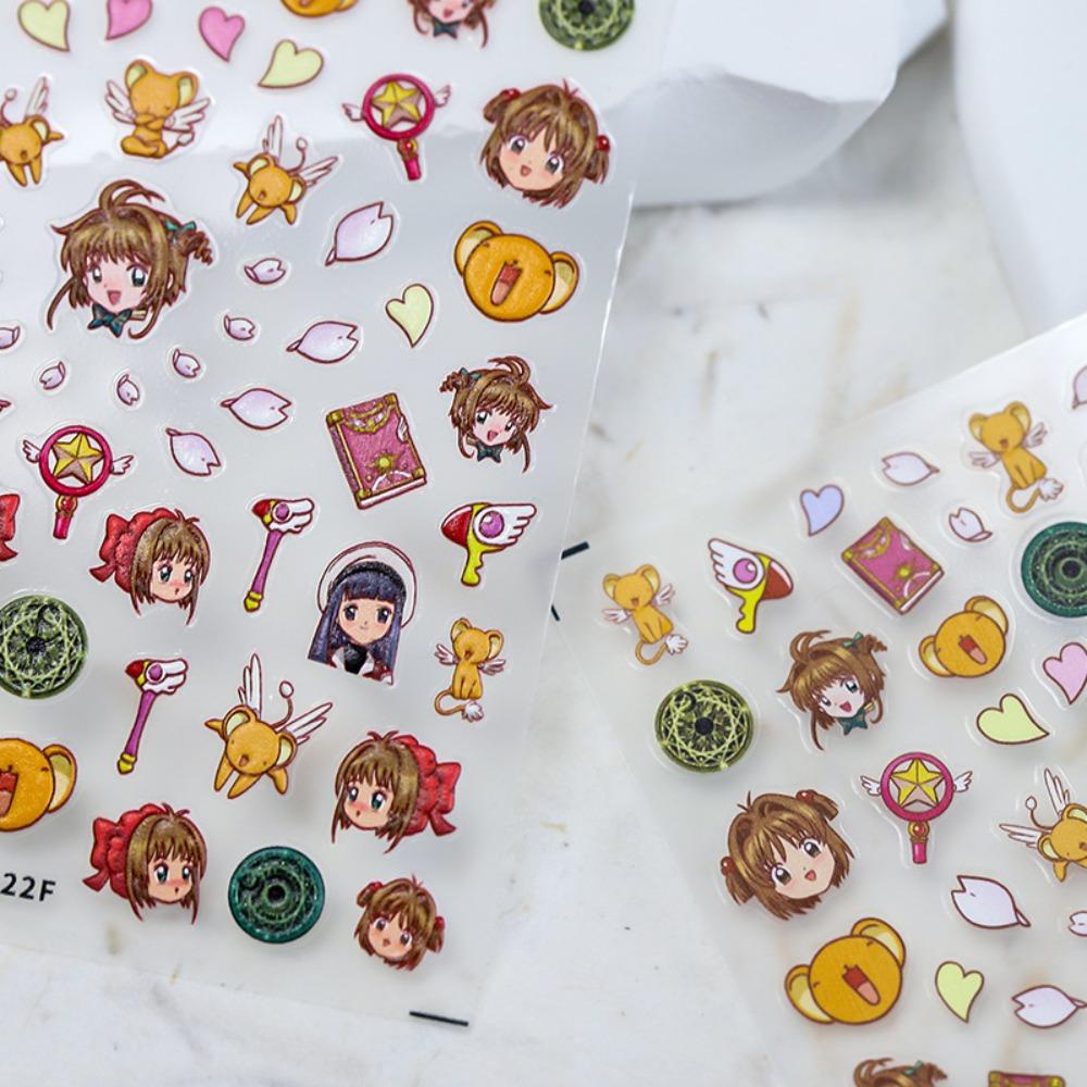 Mxbeauty Kartun Stiker Kuku Fashion Perekat Diri Kartu Captor Sakura Mainan Strawberry Bear Badut Nail Art Dekorasi