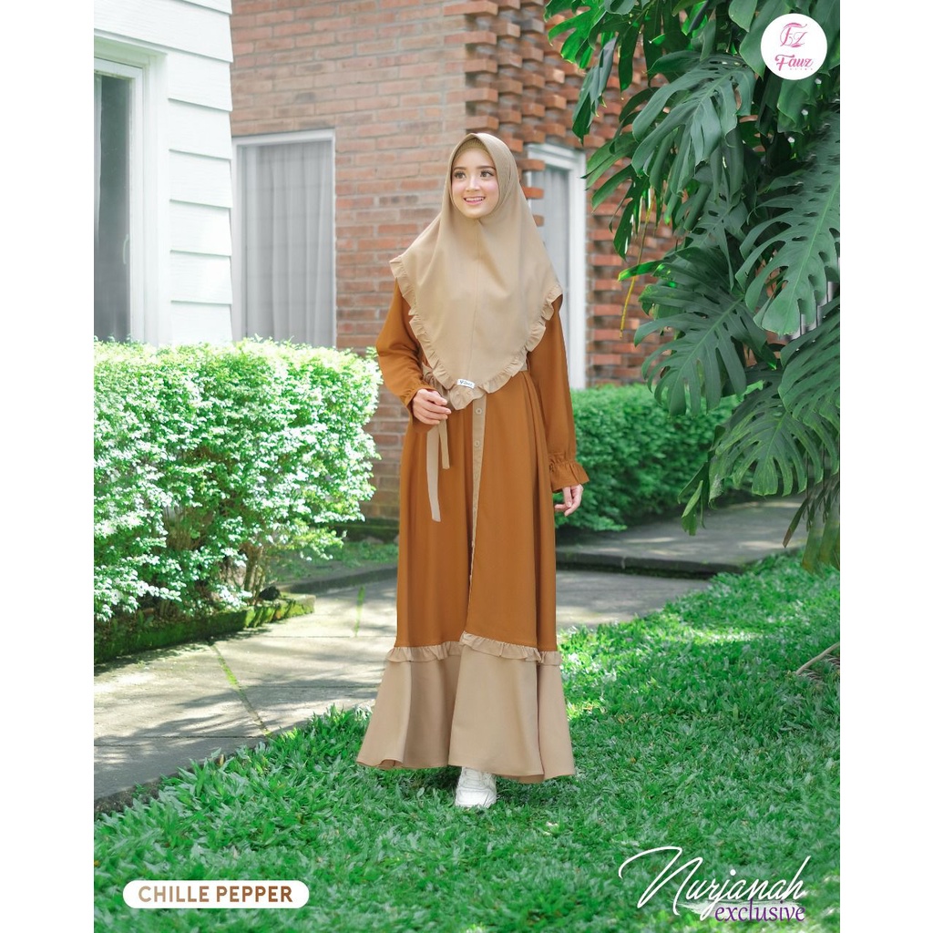 FAUZ HIJAB - NURJANAH SET GAMIS GAMIS WANITA TERBARU FULL KANCING TERLARIS