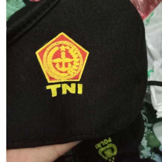 Terbaik 12pcs Masker kain 2 lapis tebal dg sablon TNI polri lusinan
