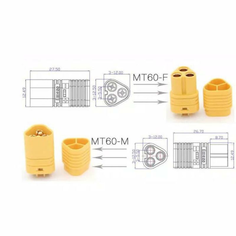 1pasang Konektor MT60 Male + Female