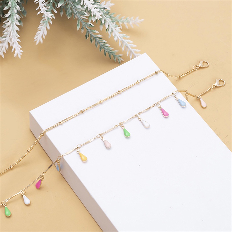 1pc Kalung Liontin Tetesan Air Multi Warna Zinc Alloy Necklace Anklet Women Jewelry