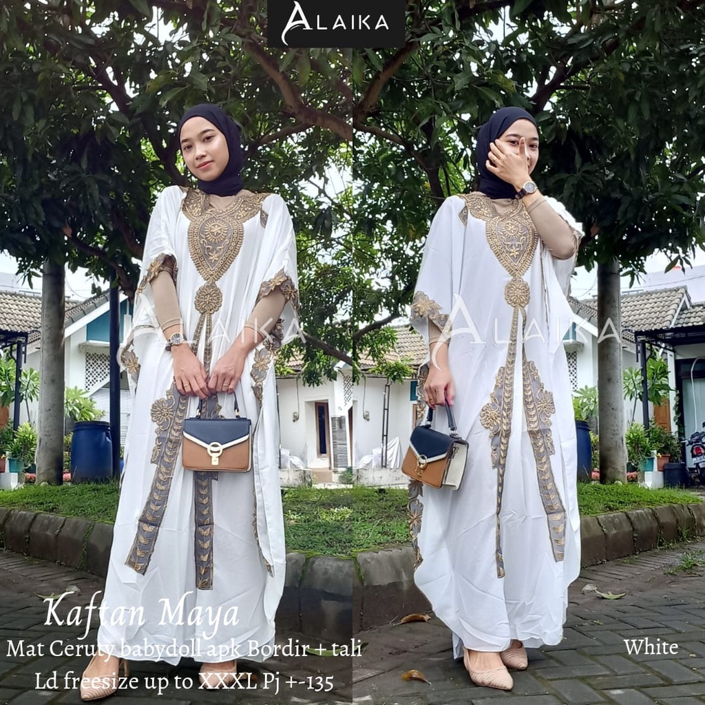 Kaftan Maya Kaftan Muslim Bordir Jumbo Original Produk By Alaika